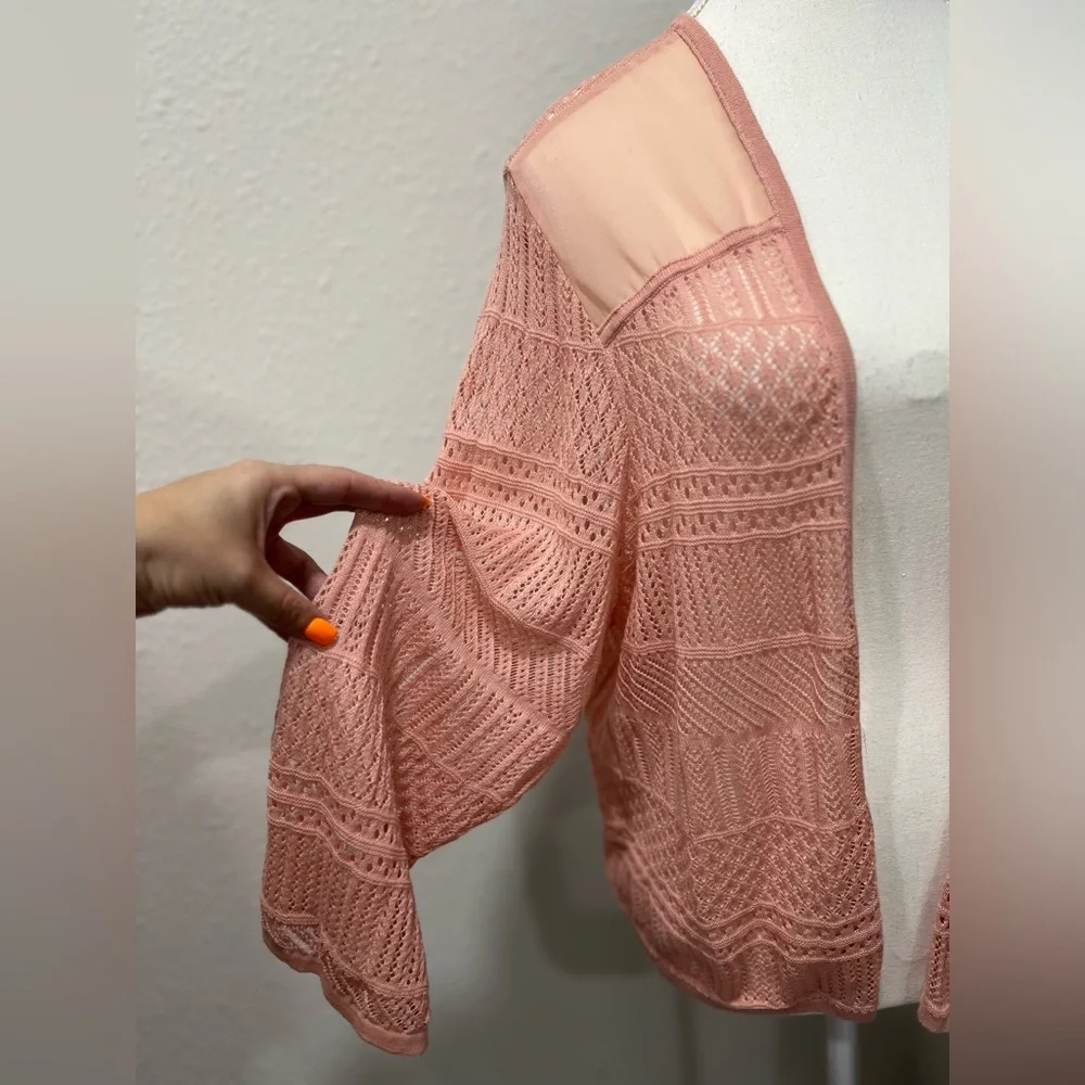 TORRID Pointelle Shrug 3/4 Sleeve Open Front Sweater EUC - Picture 4 of 11